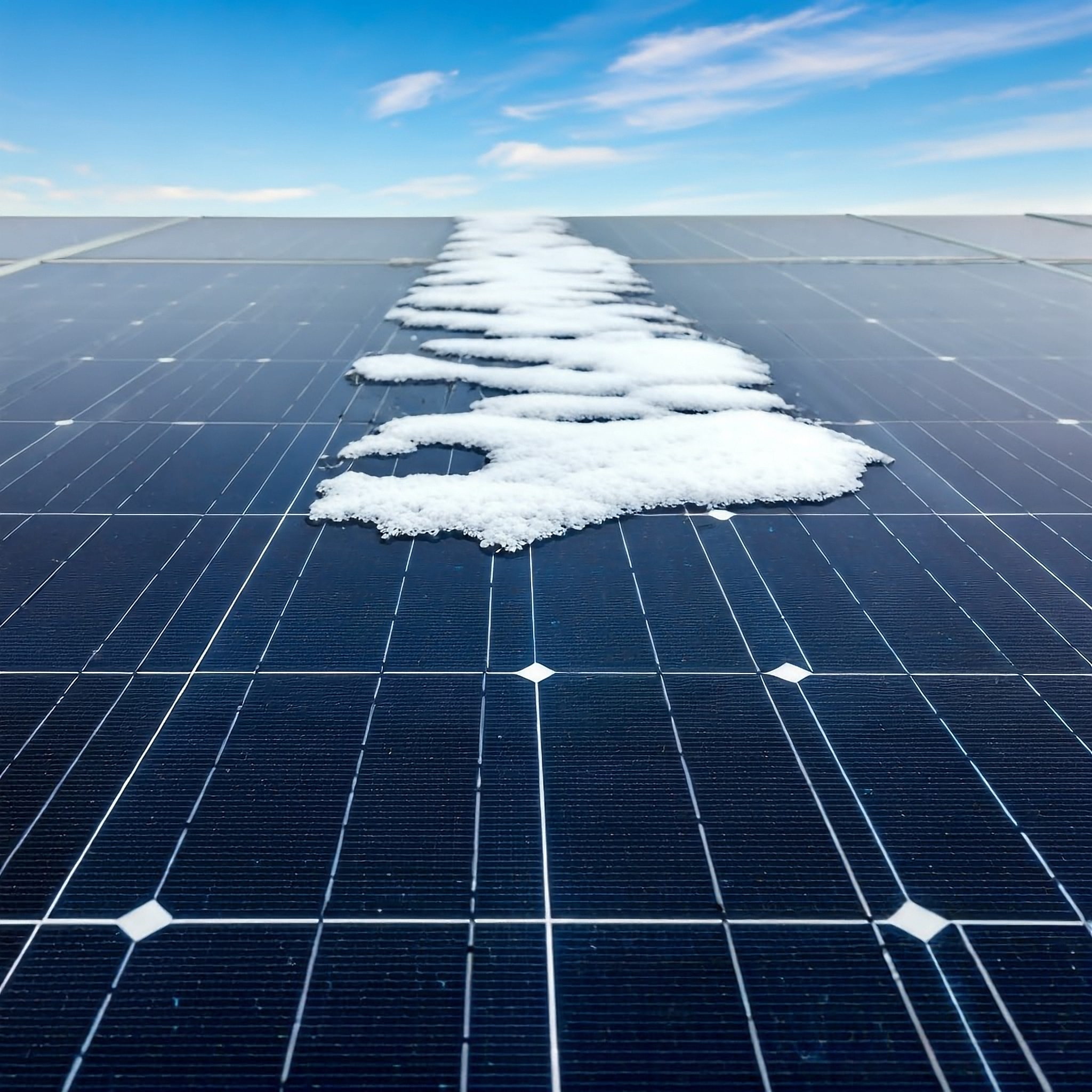 snowy solar panel in winter